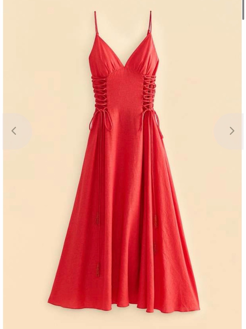 💃 NWT FARM Rio Red Ruched Spaghetti Strap Maxi Dress XL
